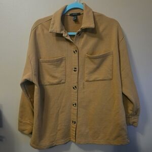 Forever 21 Women's Size S Terry Jersey Camel Color Jacket Cotton Blend Shacket